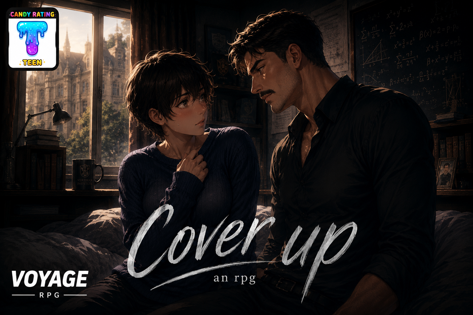 Cover art for The Cover-Up, a gender bender scenario on AI Dungeon