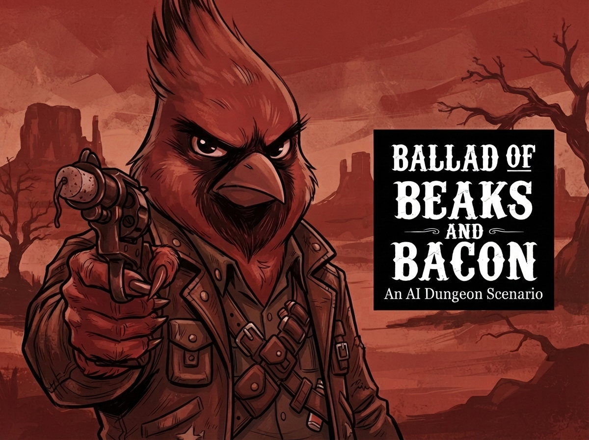 Cover art for Ballad of Beaks and Bacon, a western scenario on AI Dungeon