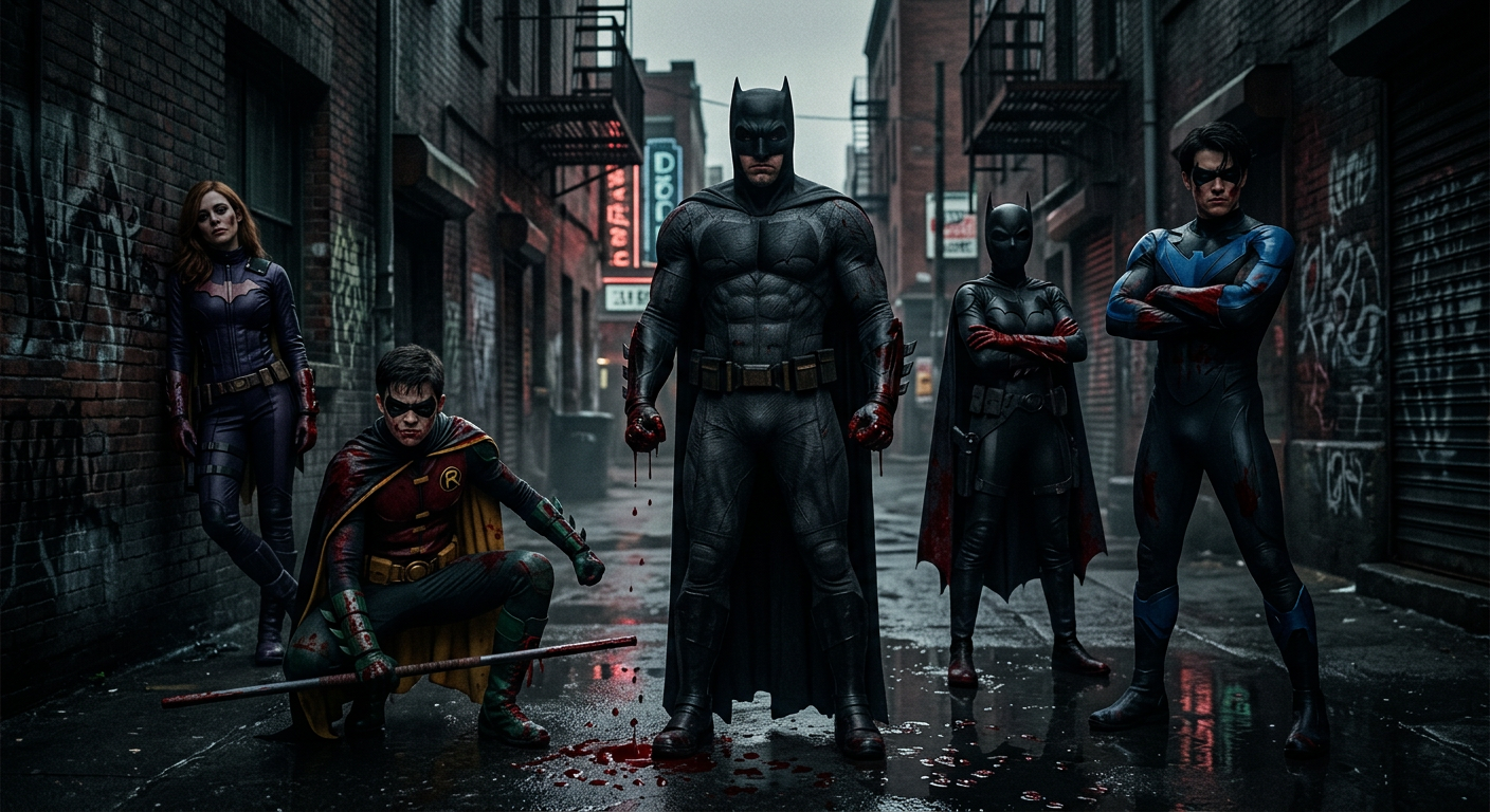 Cover art for Justice league vs evil bat family , a dc scenario on AI Dungeon