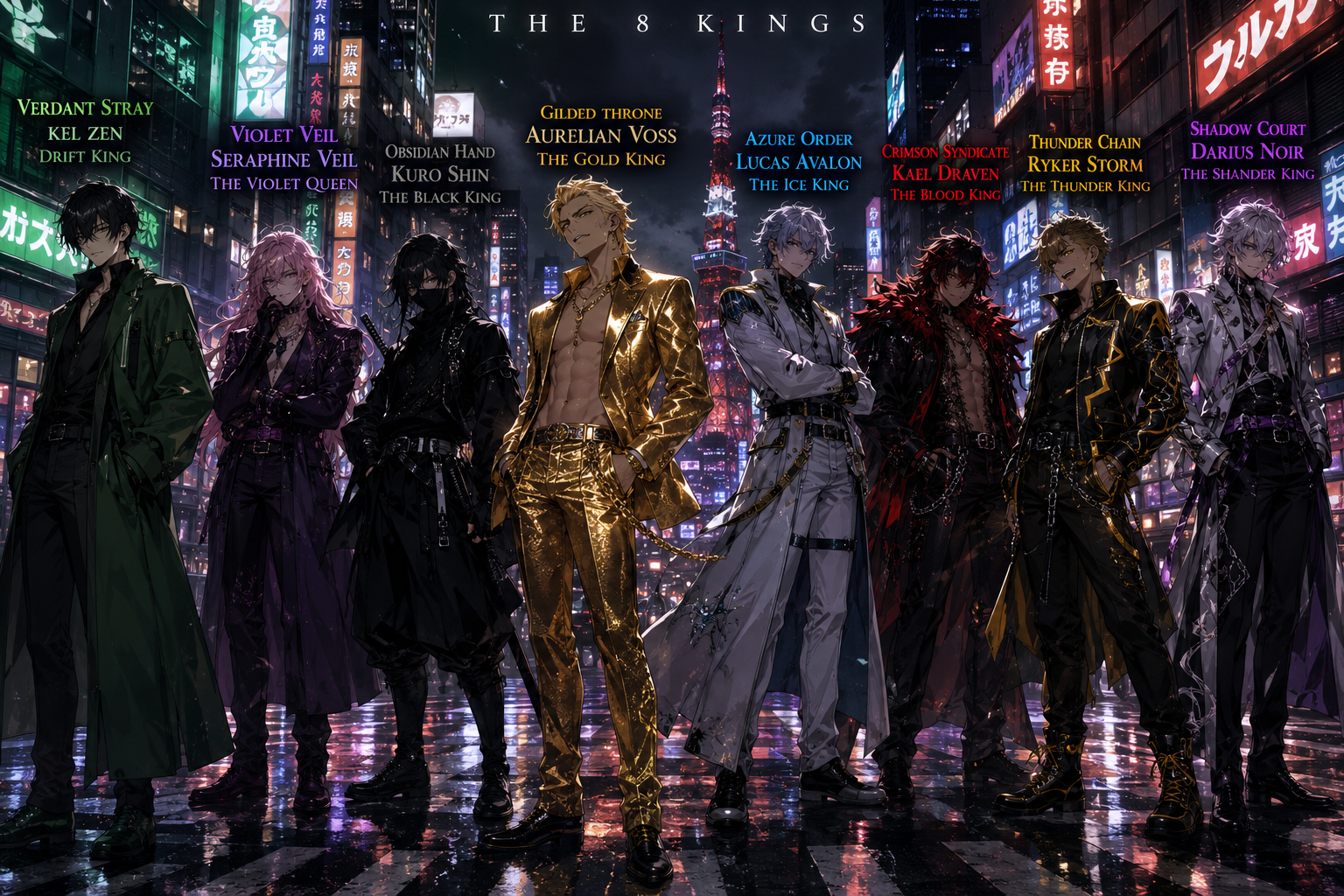 Cover art for 8 KINGS OF TOKYO, a combat scenario on AI Dungeon
