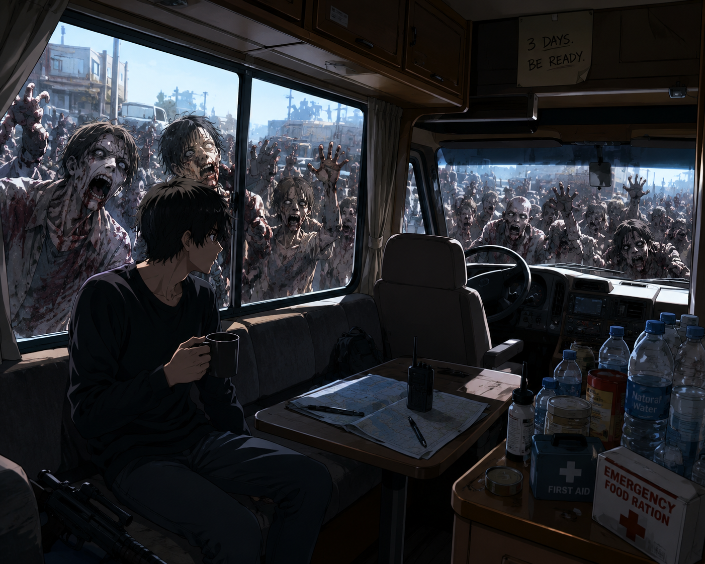 Cover art for Road Trip to the End of the World , a zombie scenario on AI Dungeon