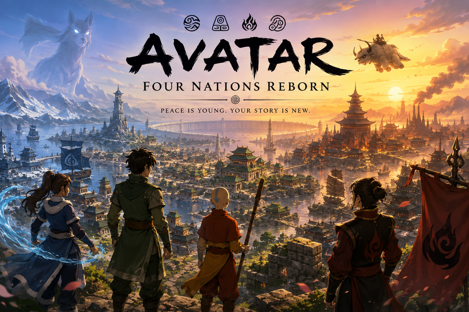 Cover art for Avatar: Four Nations Reborn, a fantasy scenario on AI Dungeon
