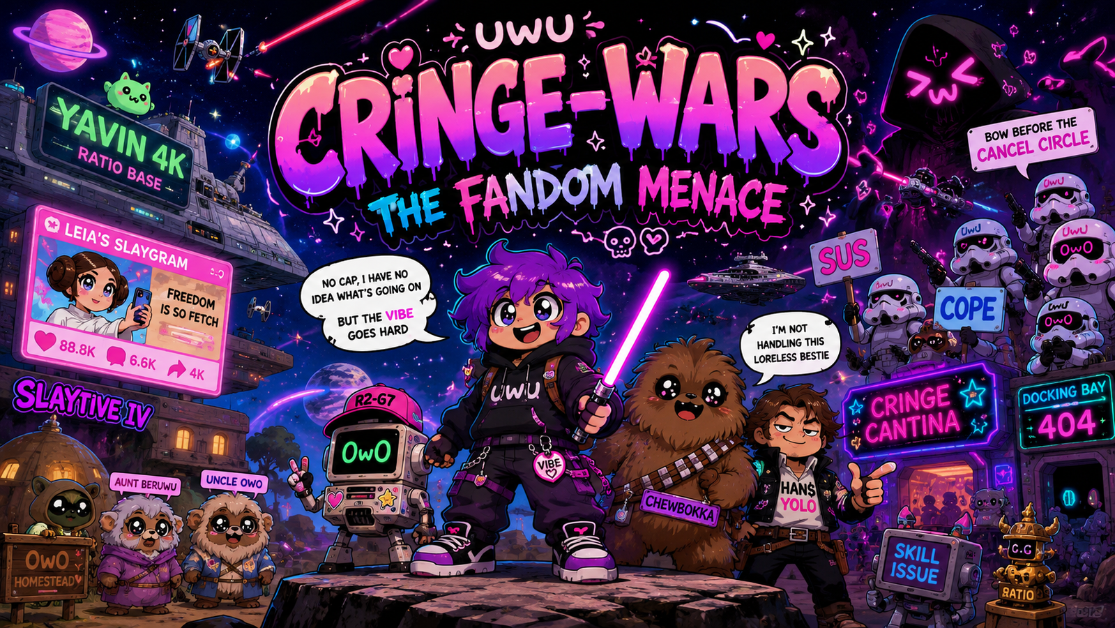 Cover art for Cringe-Wars: The Fandom Menace, a comedy scenario on AI Dungeon