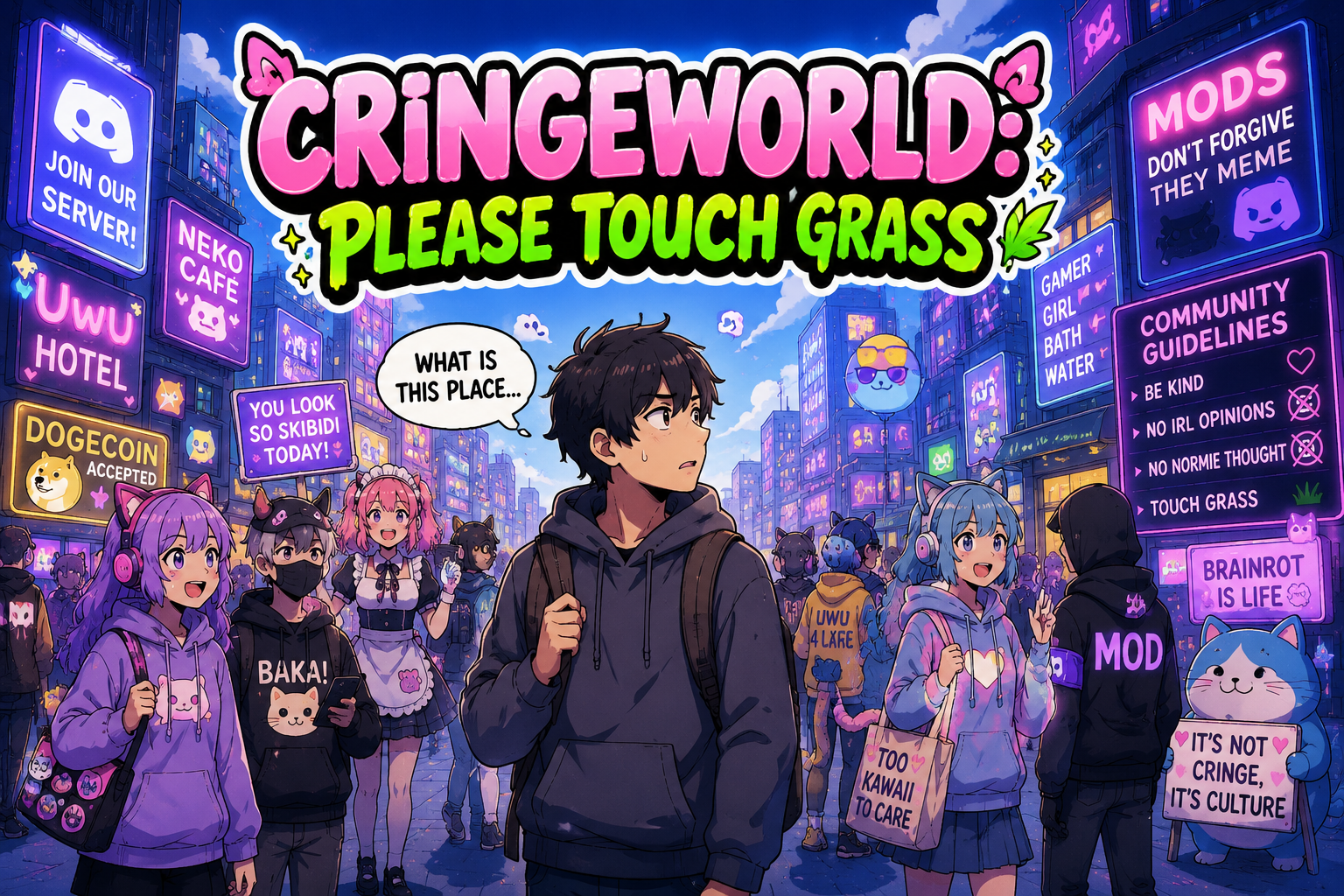 Cover art for Cringeworld Isekai: Please Touch Grass, a sandbox scenario on AI Dungeon