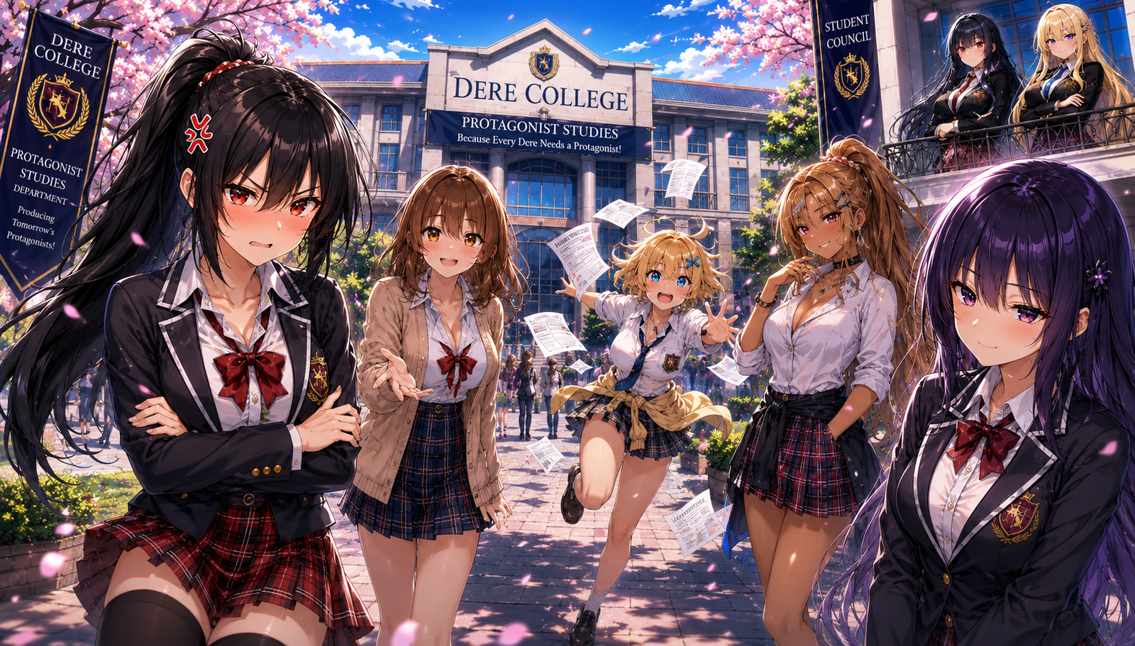 Cover art for I Enrolled In Protagonist Studies... Now Every Dere Wants Me?!, a romance scenario on AI Dungeon