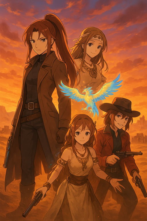 Cover art for Romance Under the Burning Sky, an anime scenario on AI Dungeon