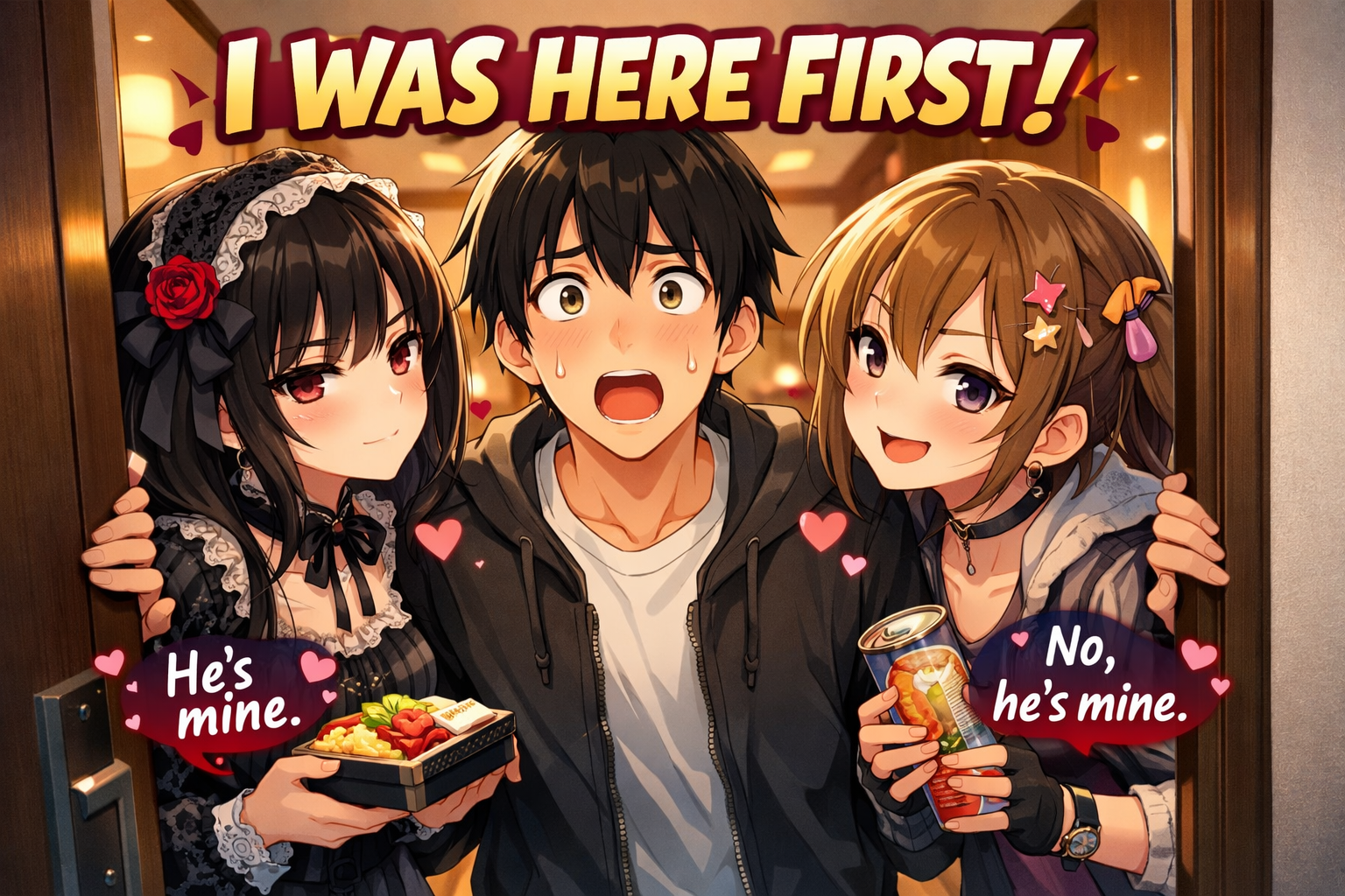 Cover art for I was here first!!!, a romance scenario on AI Dungeon