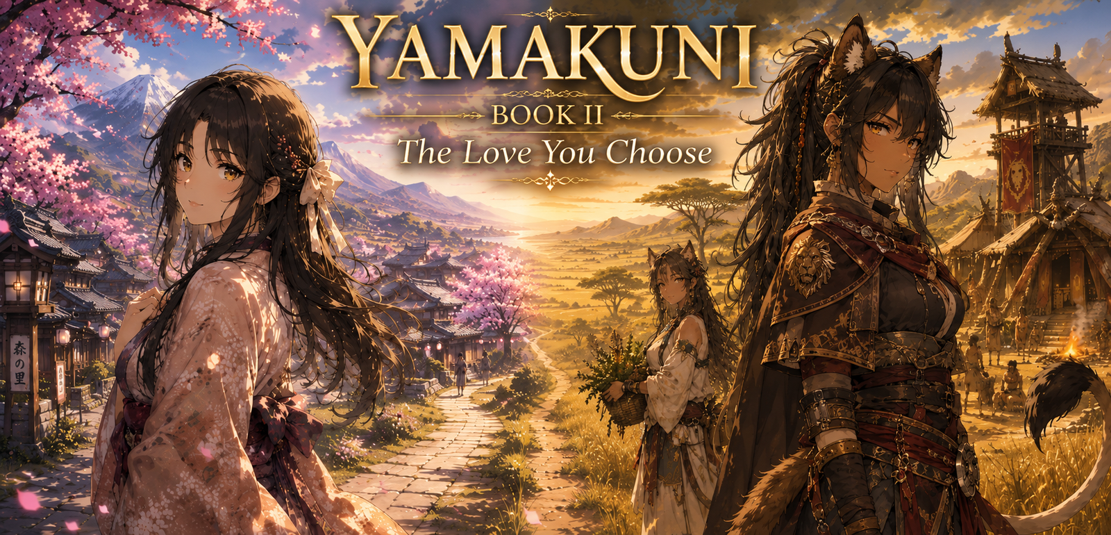 Cover art for 🌸 YAMAKUNI Book 2 — The Love You Choose, a manga style scenario on AI Dungeon
