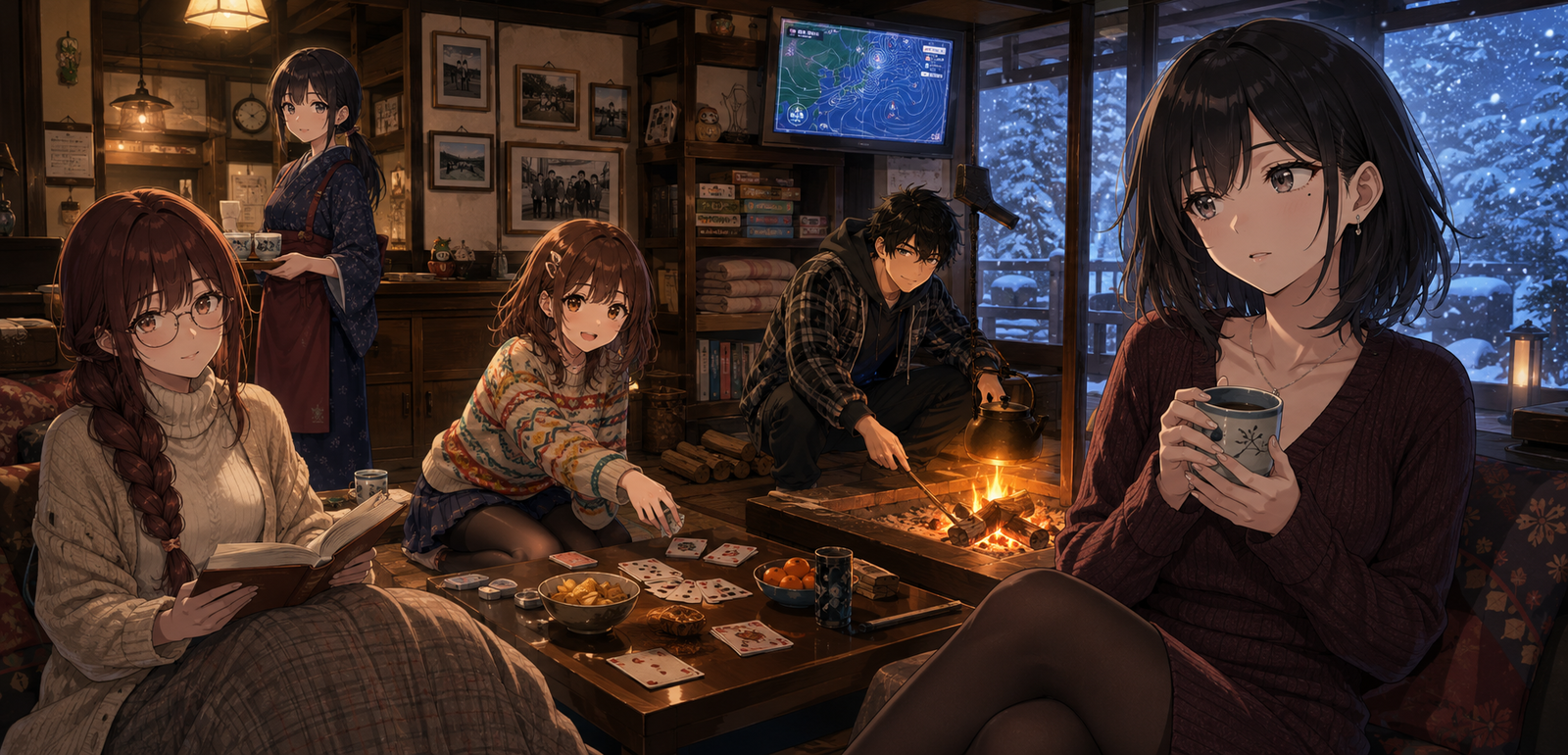 Cover art for Snowed In With the People I Thought I Knew!?, a slice of life scenario on AI Dungeon