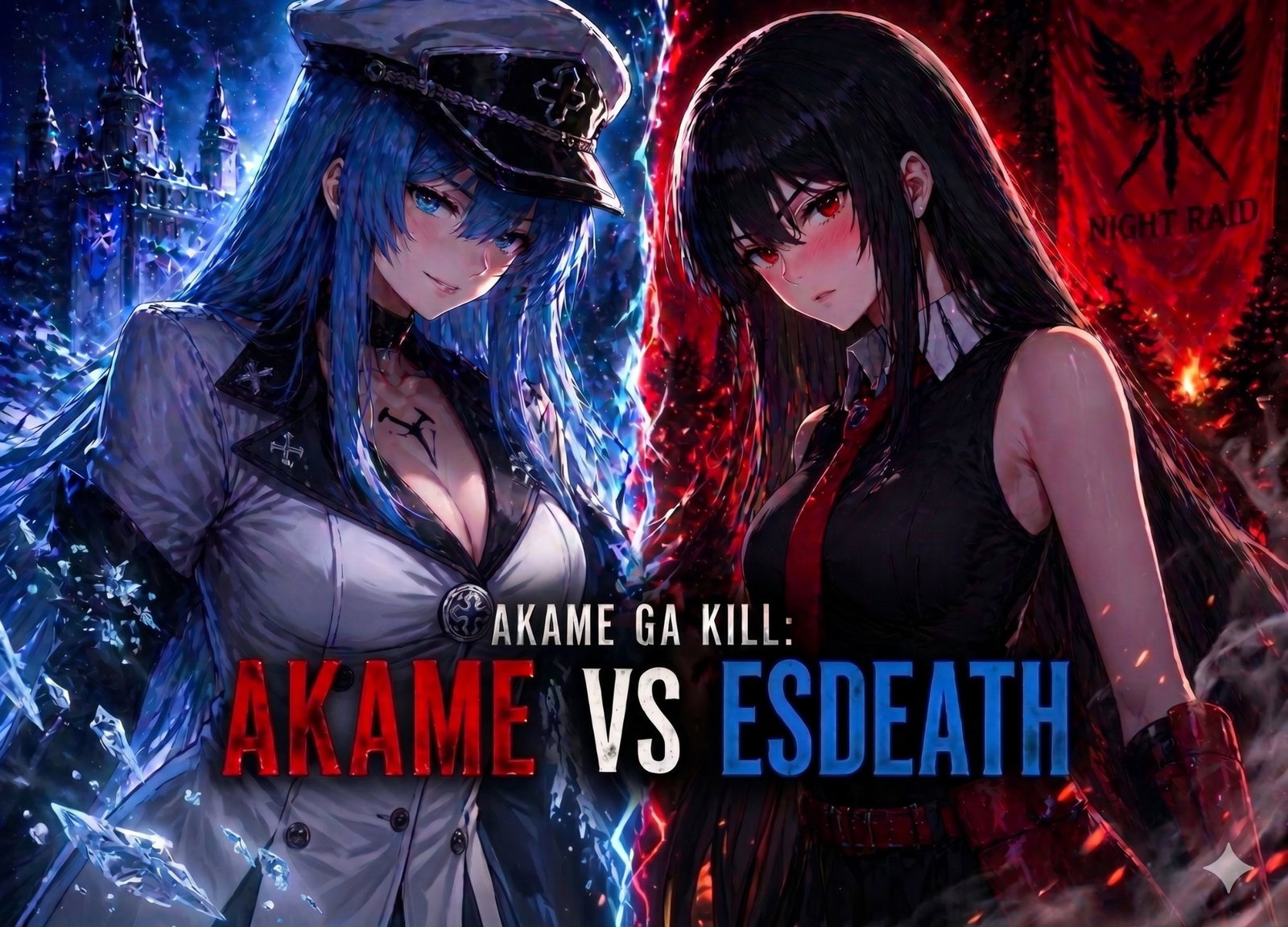Cover art for Akame ga Kill: Akame vs Esdeath (Yandere), an anime scenario on AI Dungeon