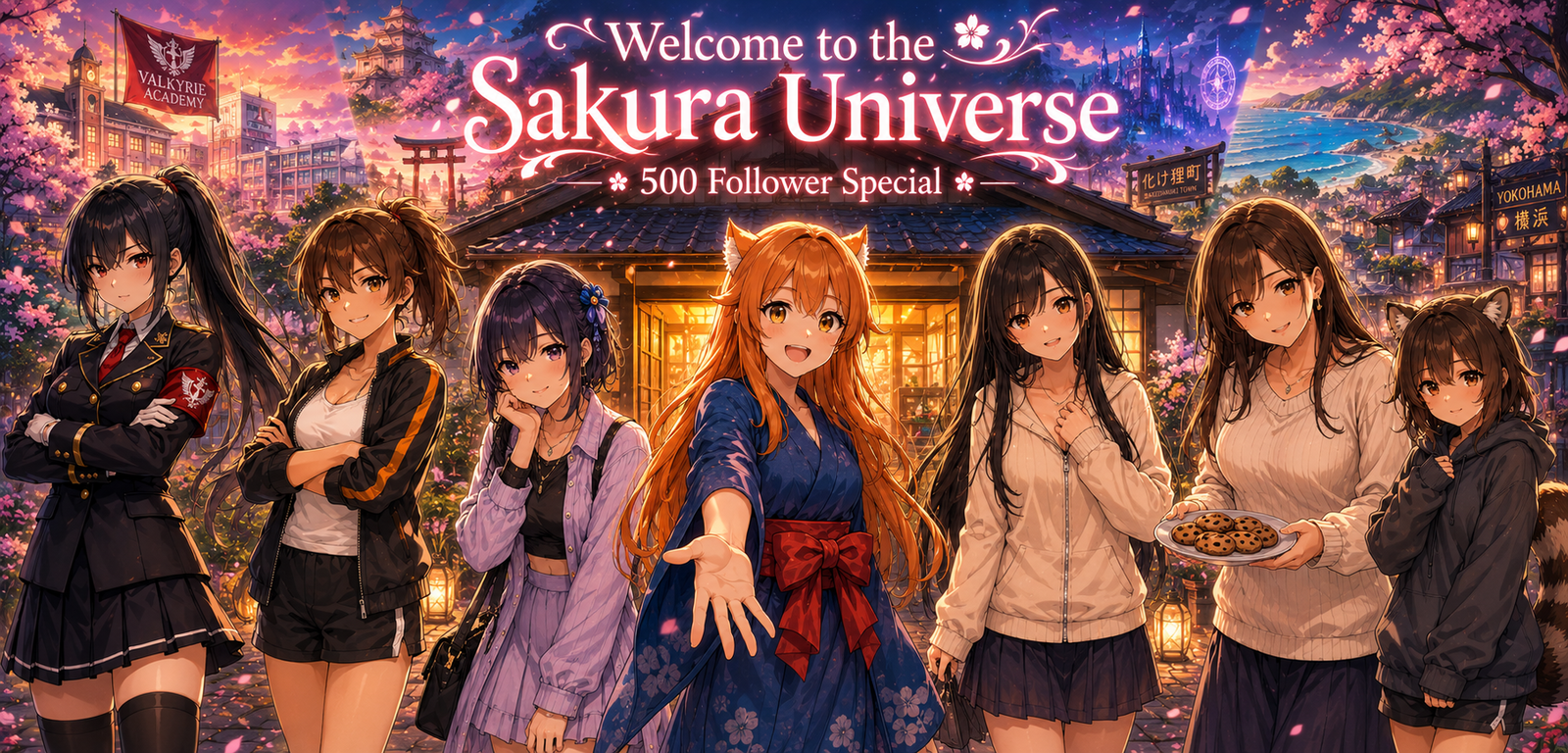Cover art for 500 Followers Special: Seven Worlds, One Home, a manga style scenario on AI Dungeon