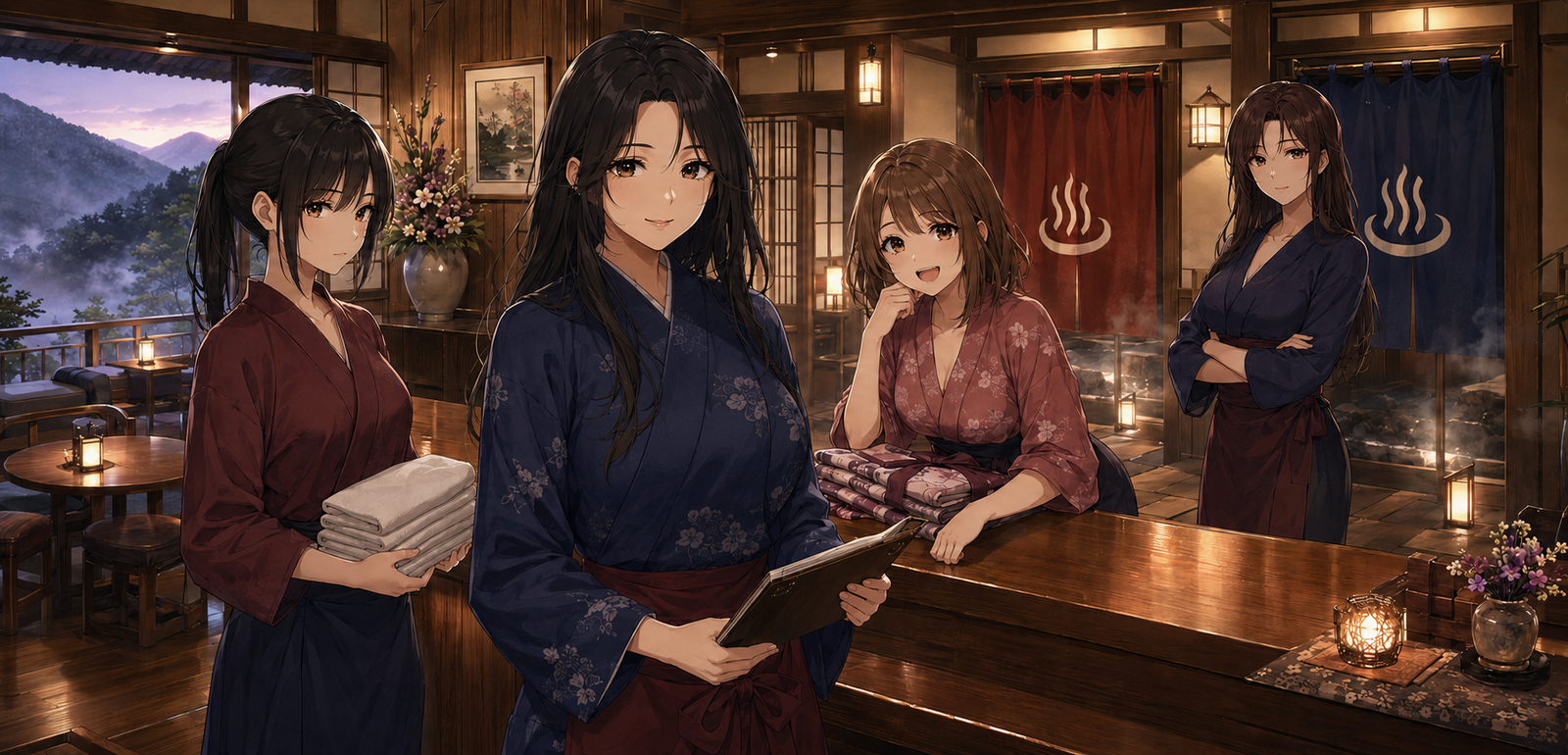 Cover art for I Took A Job At A Hot Spring Inn... Why Won't Anyone Leave The Same?, a romance scenario on AI Dungeon