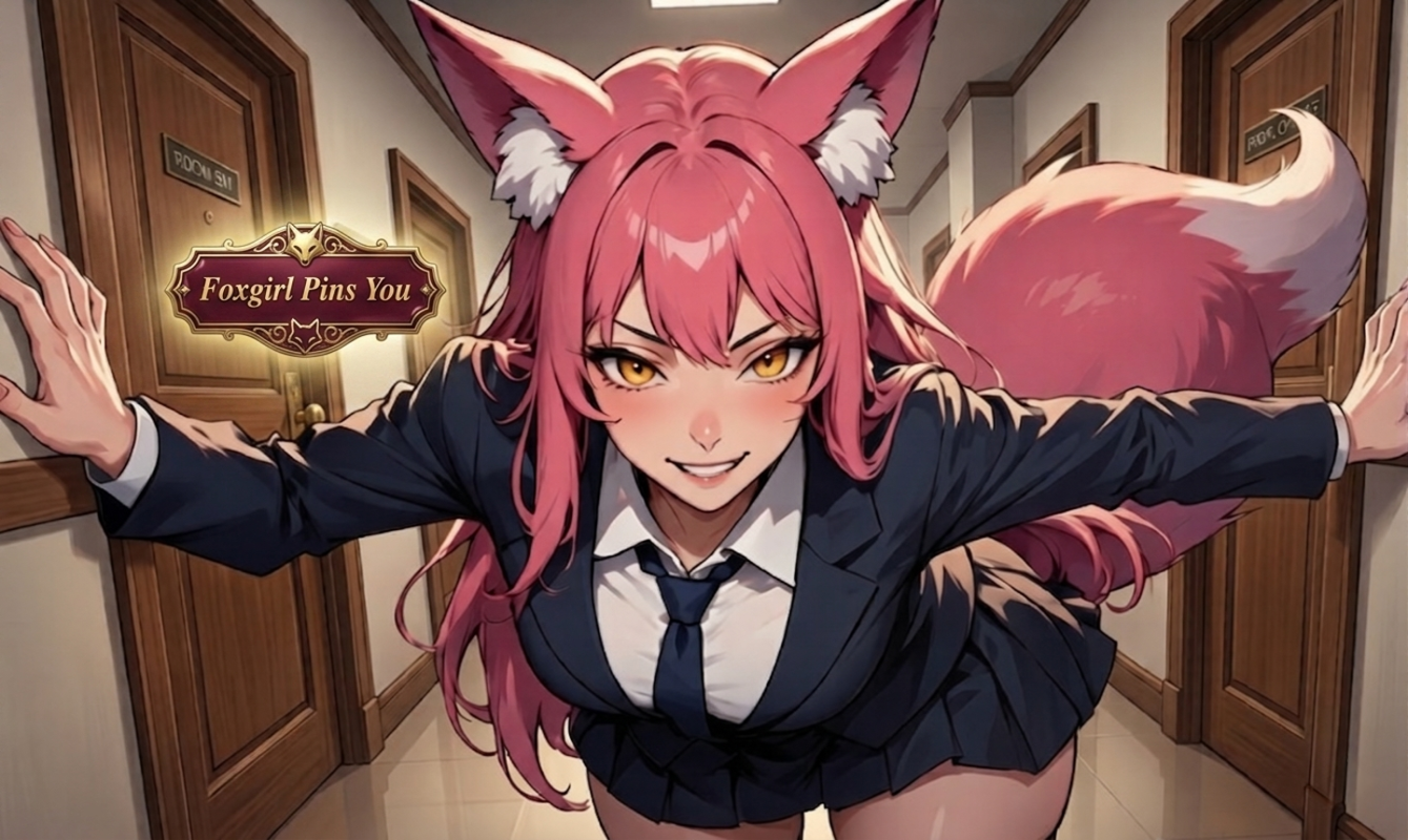 Cover art for Foxgirl Pins You, an innerself scenario on AI Dungeon