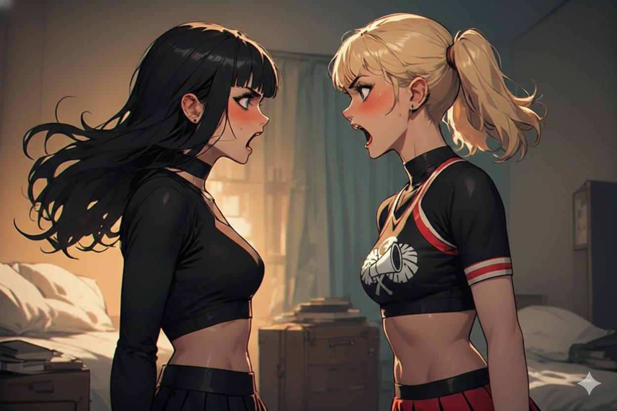 Cover art for Goth Vs Cheerleader Coed, an innerself scenario on AI Dungeon