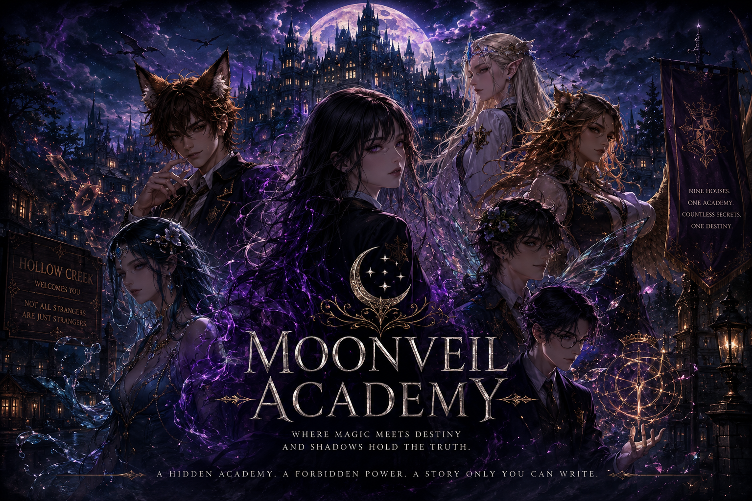 Cover art for Mooonveil Academy, a fantasy scenario on AI Dungeon