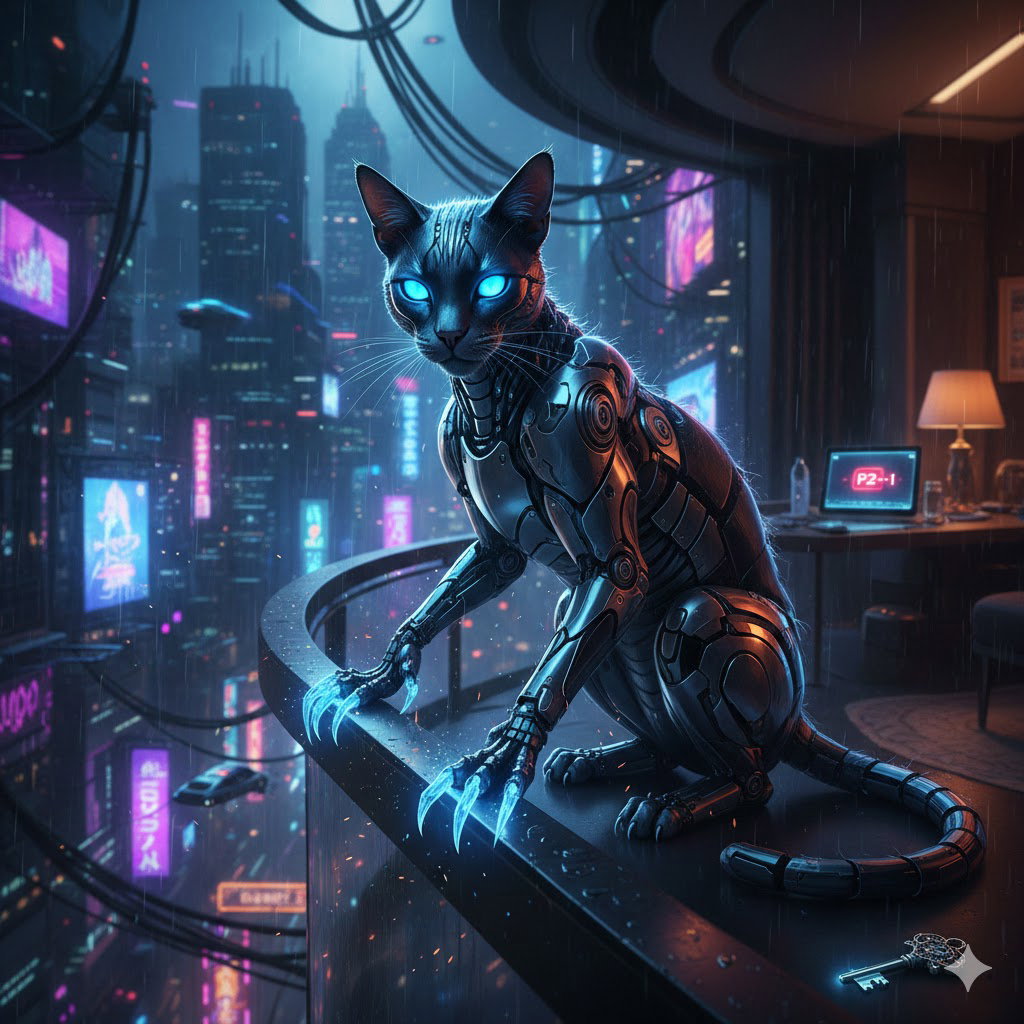 Cover art for CYBER FAMILIAR: CLAW's Escape, a cyberpunk scenario on AI Dungeon