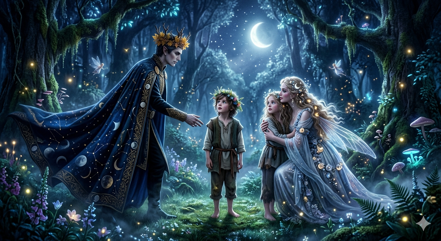 Cover art for The child of strife in the Athenian forest, a fairytale scenario on AI Dungeon