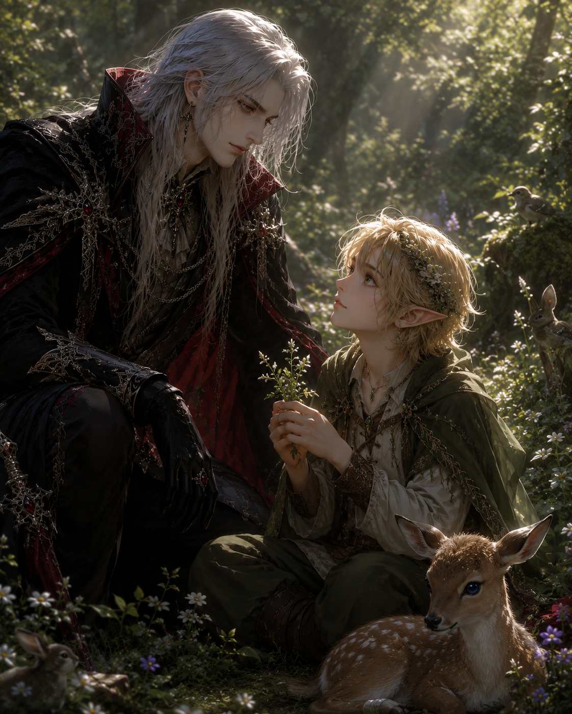 Cover art for The Vampire King and Elf Boy, a femboy scenario on AI Dungeon