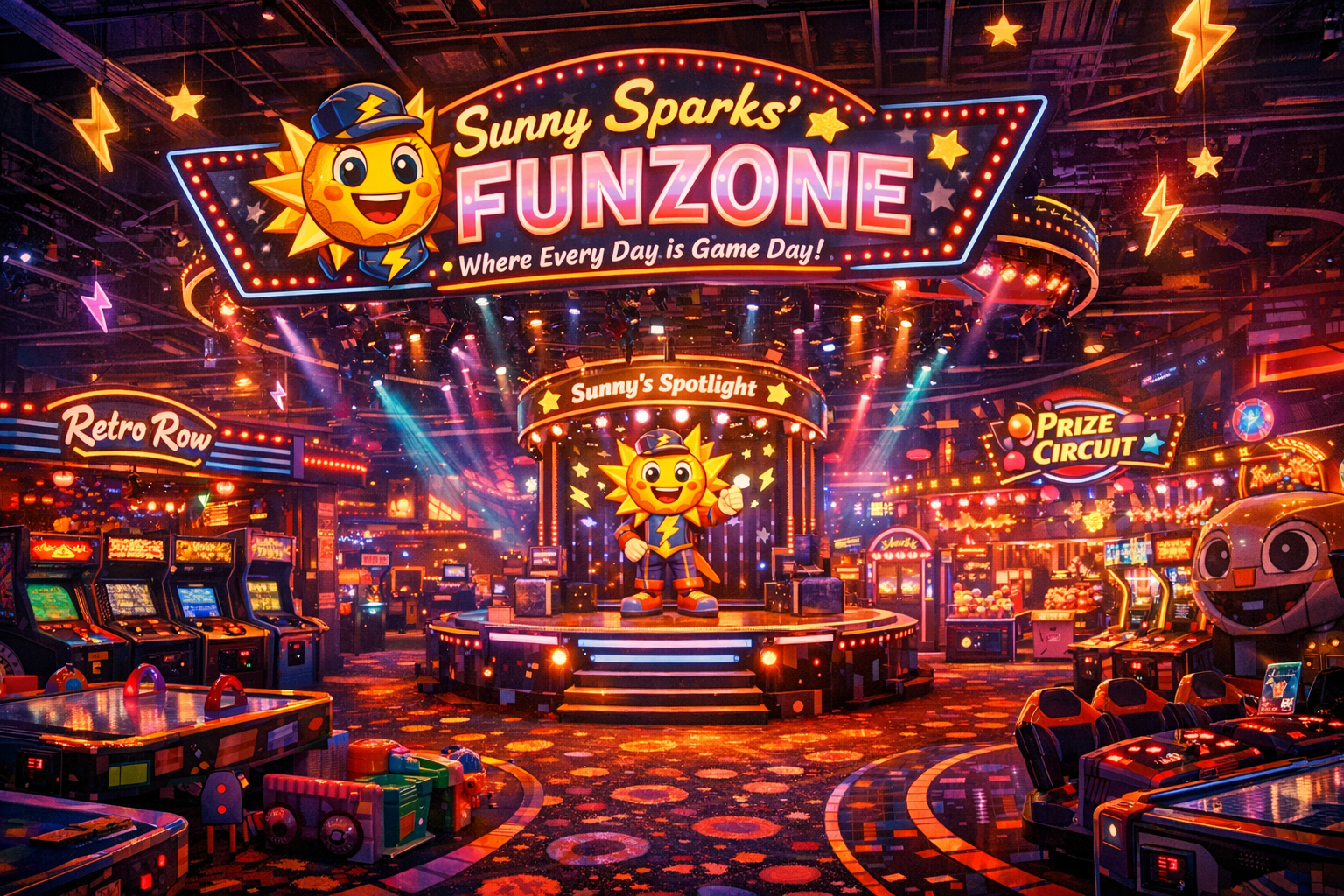 Cover art for Sunny Sparks’ Funzone, a fnaf scenario on AI Dungeon
