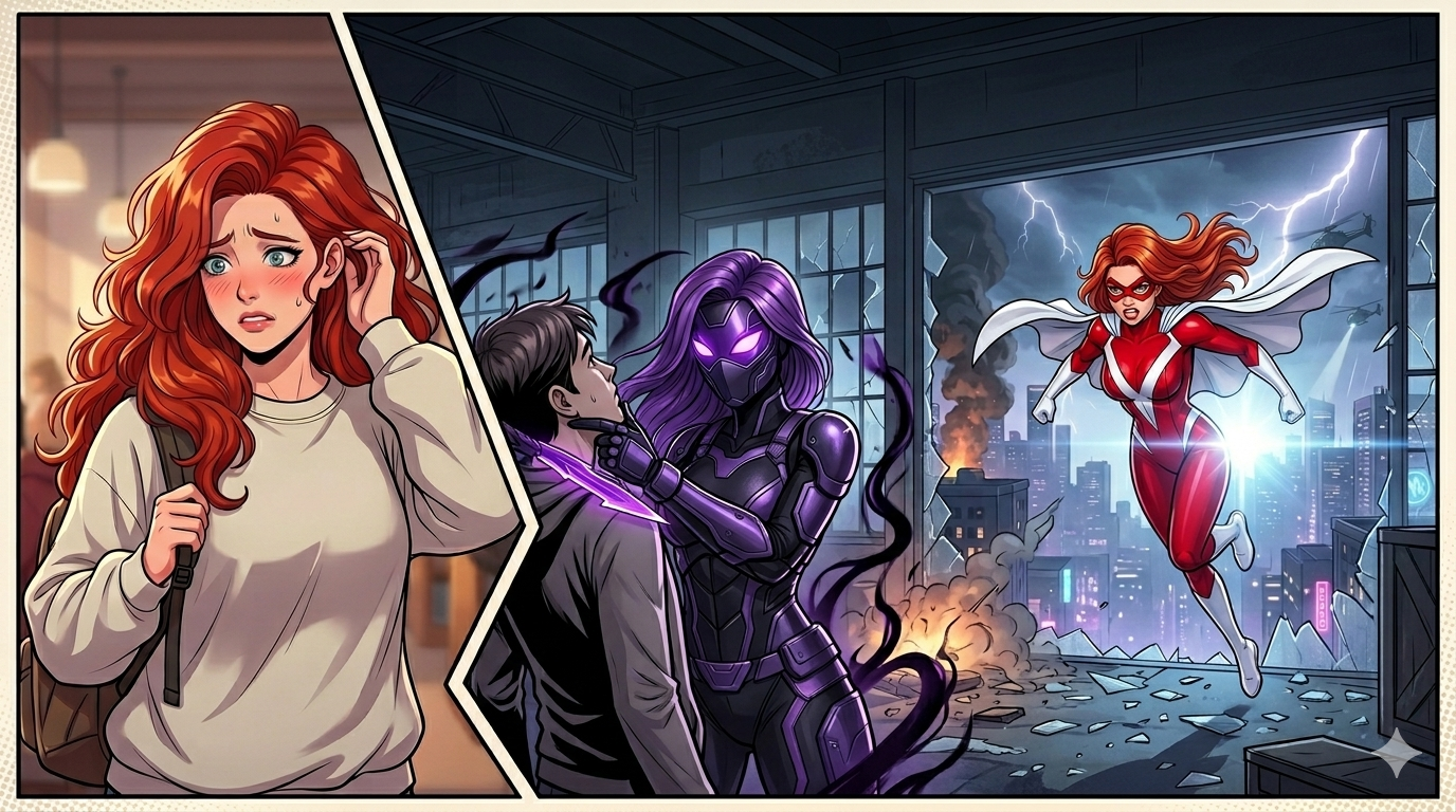Cover art for Superhero Friend vs. Villain Kidnapper!, an anime scenario on AI Dungeon