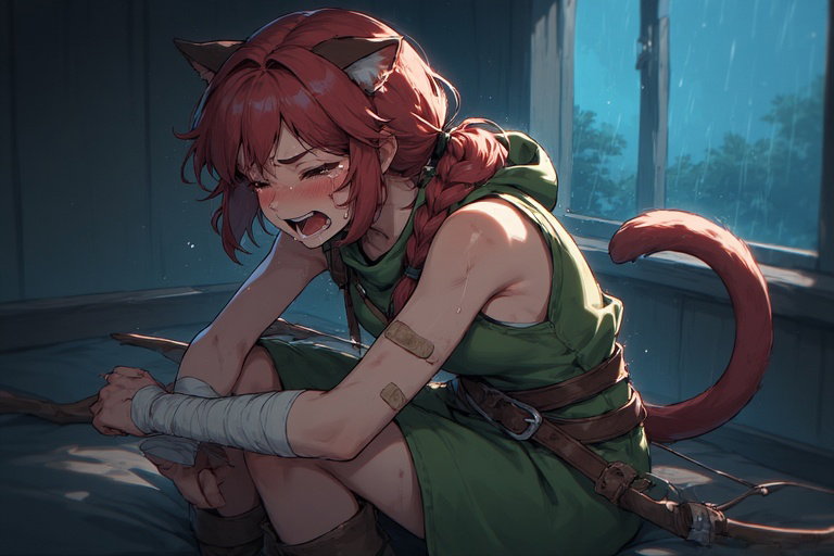 Cover art for She Can't Keep Up Anymore, a fantasy adventure on AI Dungeon