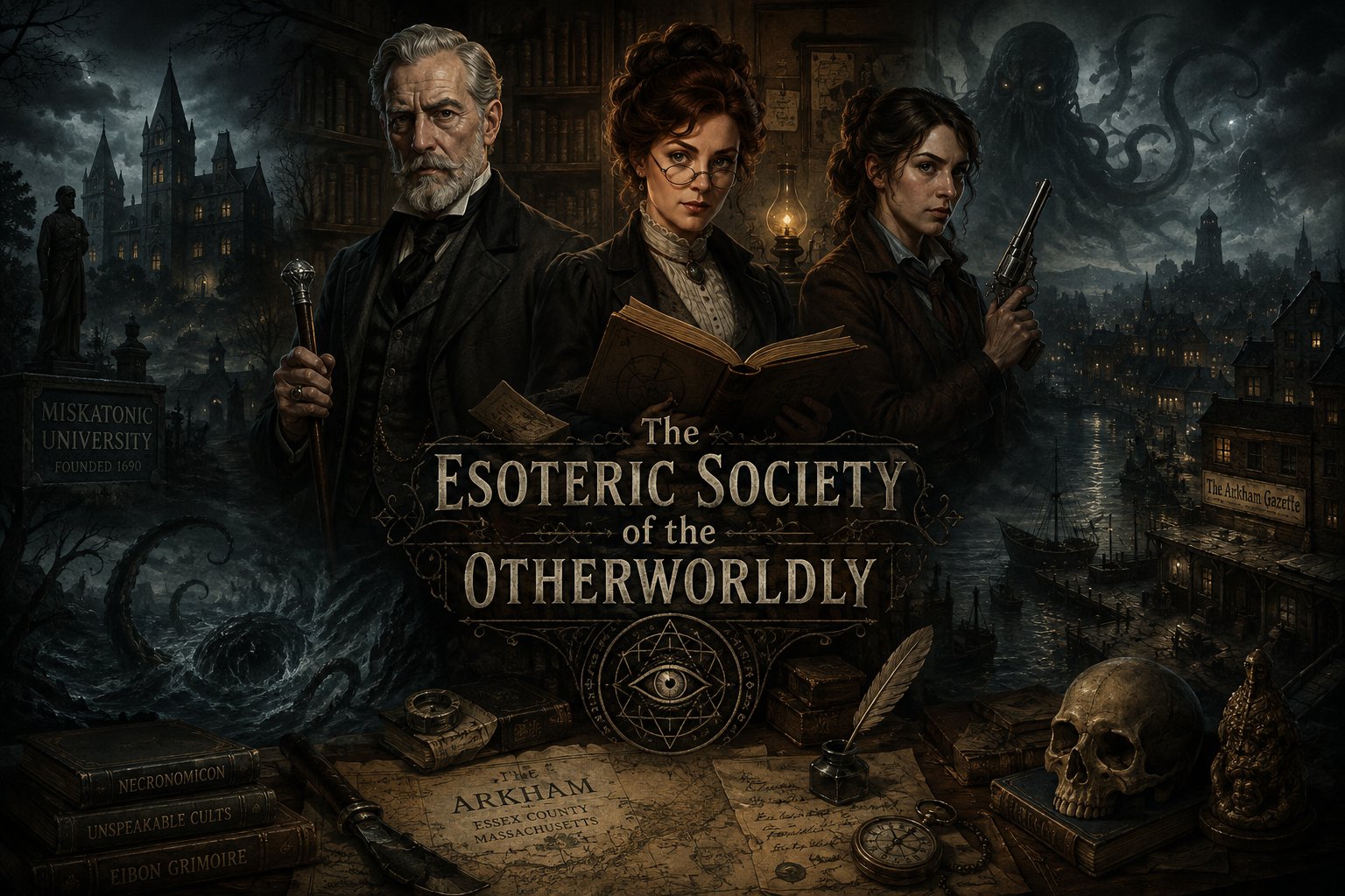 Cover art for The Esoteric Society of the Otherworldly, a spy scenario on AI Dungeon