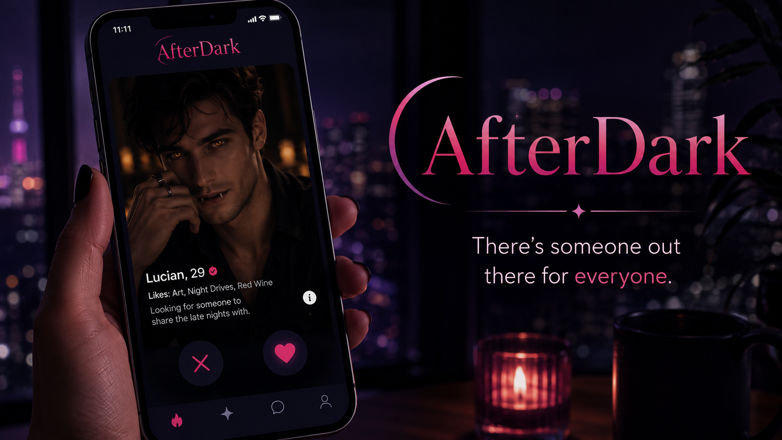 Cover art for AfterDark: There’s Someone Out There for Everyone, a romance scenario on AI Dungeon
