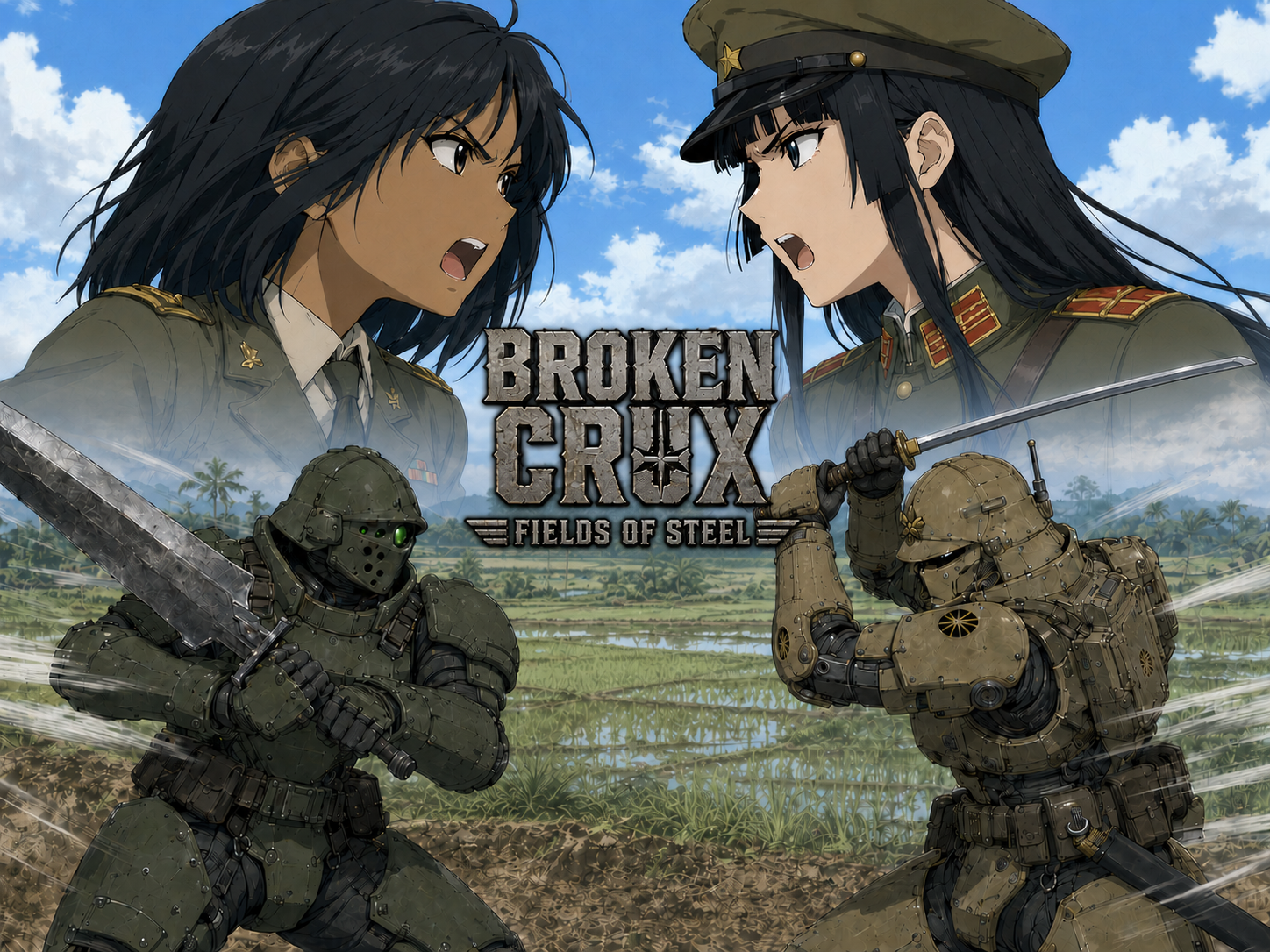 Cover art for Broken Crux β Fields of Steel, a war scenario on AI Dungeon