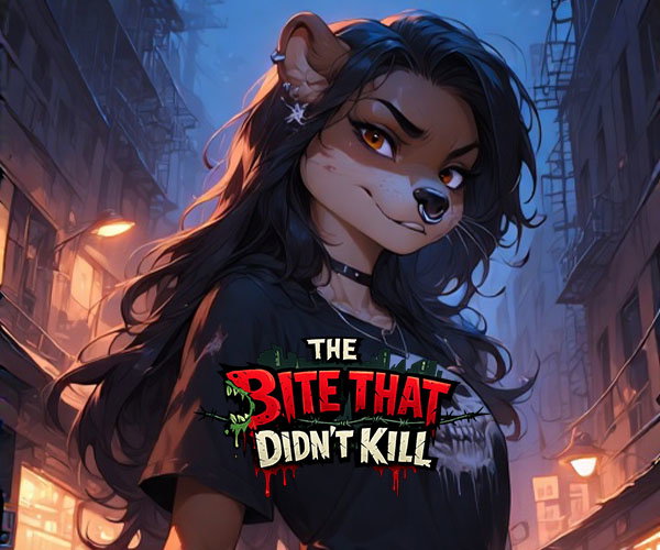 Cover art for The Bite That Didn’t Kill, an anthro scenario on AI Dungeon