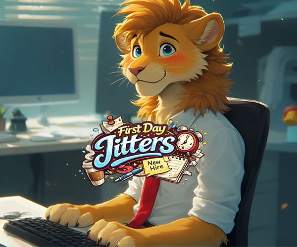 Cover art for First Day Jitters, an anthro scenario on AI Dungeon