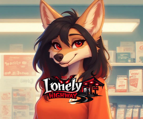 Cover art for The Lonely Highway, an anthro scenario on AI Dungeon