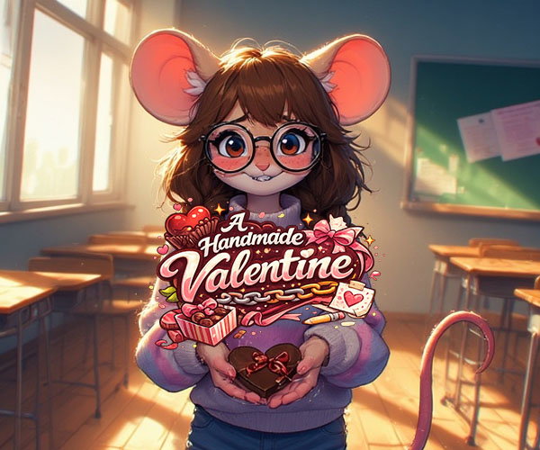 Cover art for A Handmade Valentine, an anthro scenario on AI Dungeon