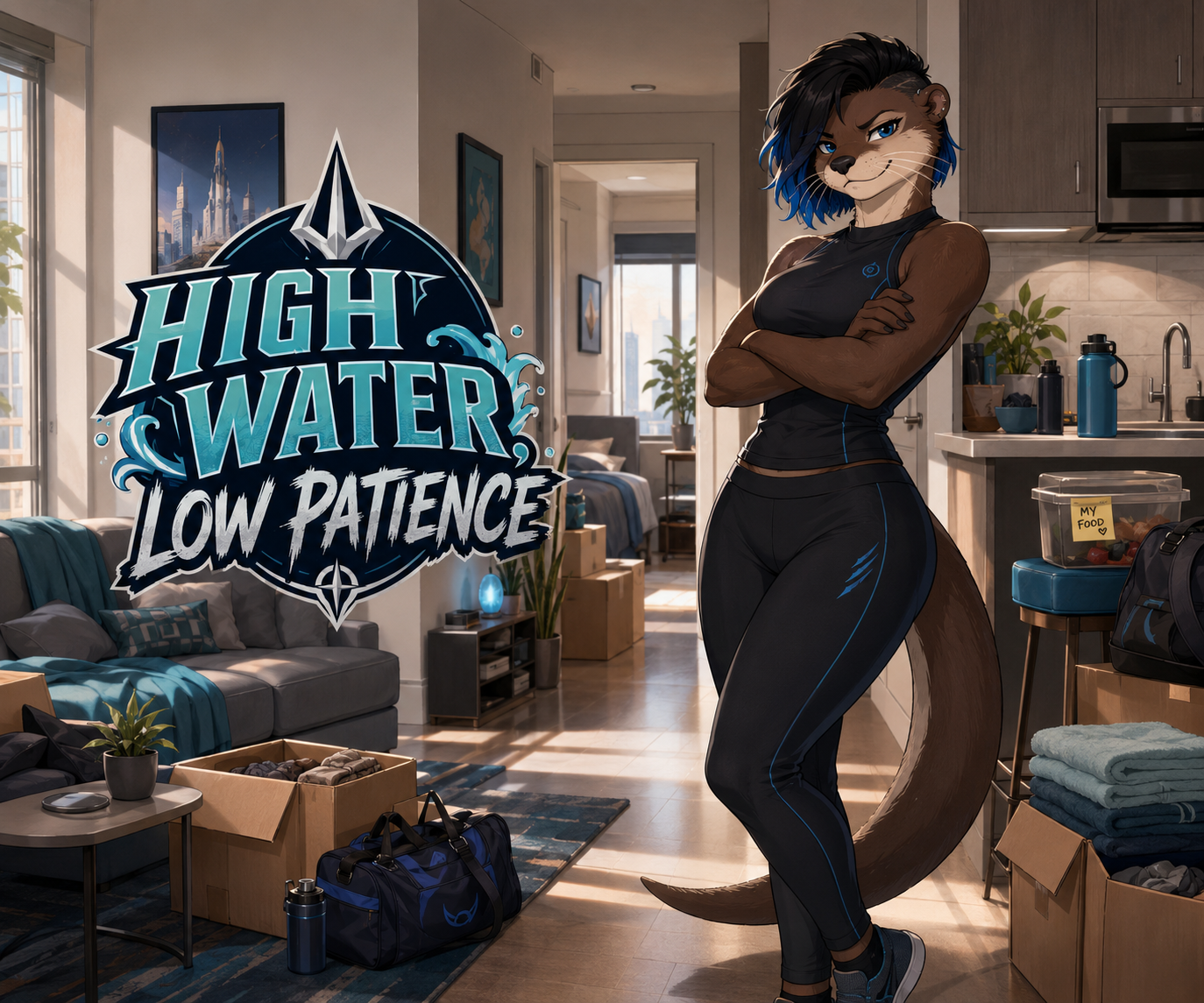 Cover art for High Water, Low Patience, an anthro scenario on AI Dungeon