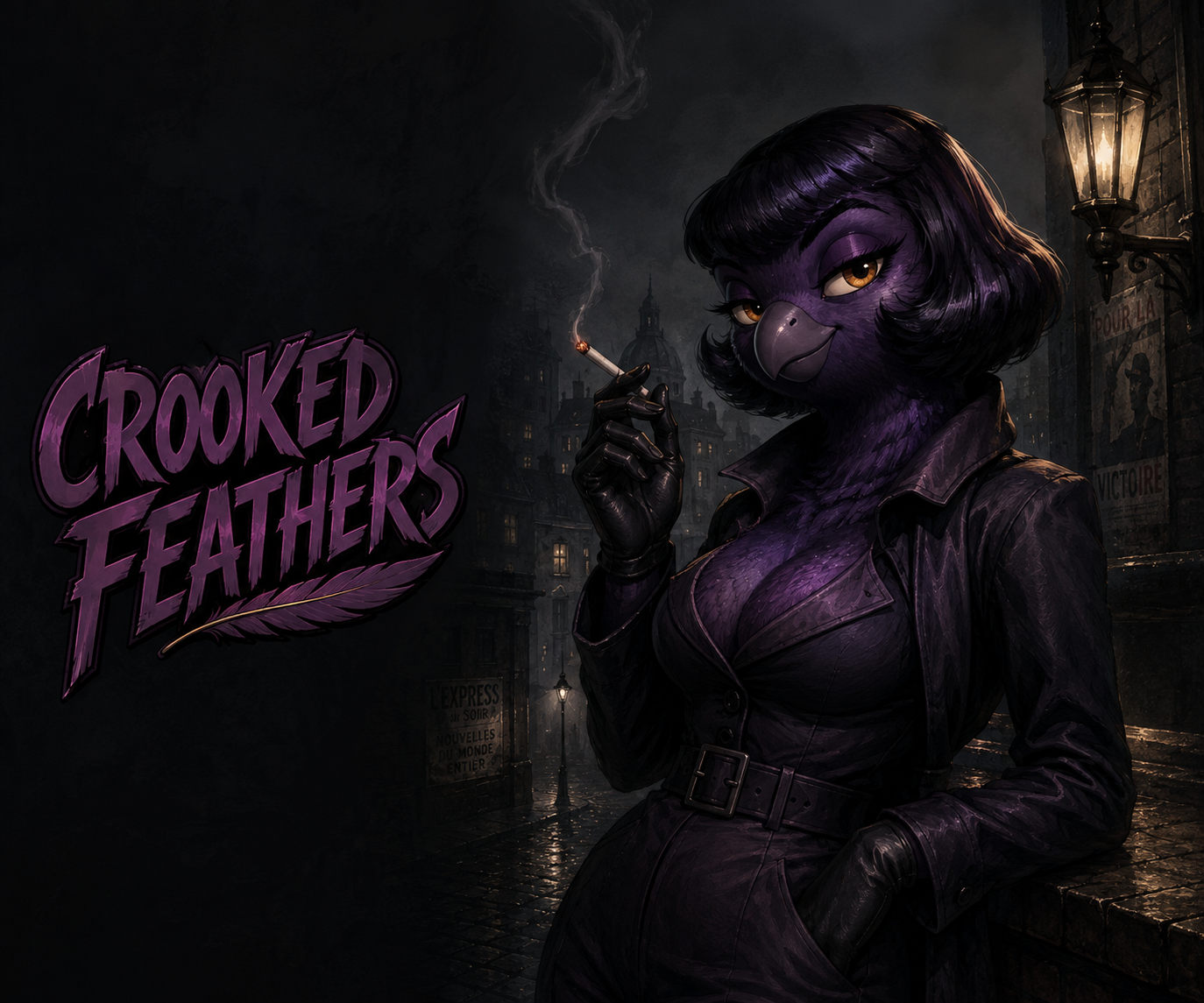 Cover art for Crooked Feathers, an anthro scenario on AI Dungeon