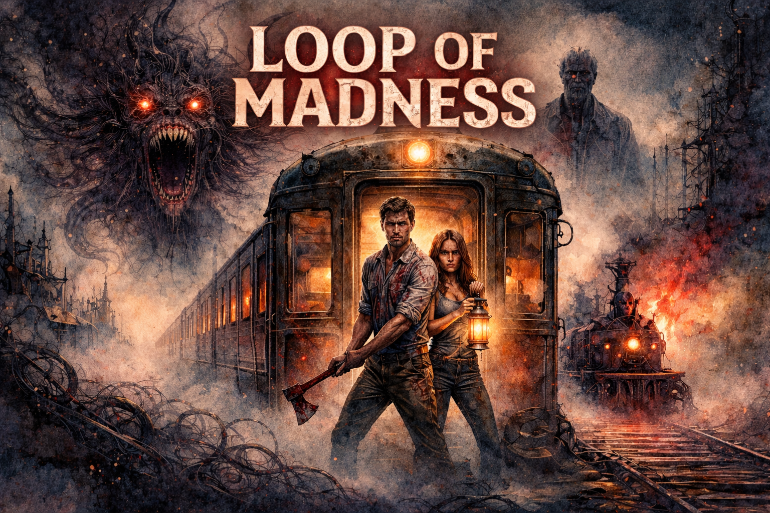 Cover art for Loop of Madness, an eldritch horror scenario on AI Dungeon