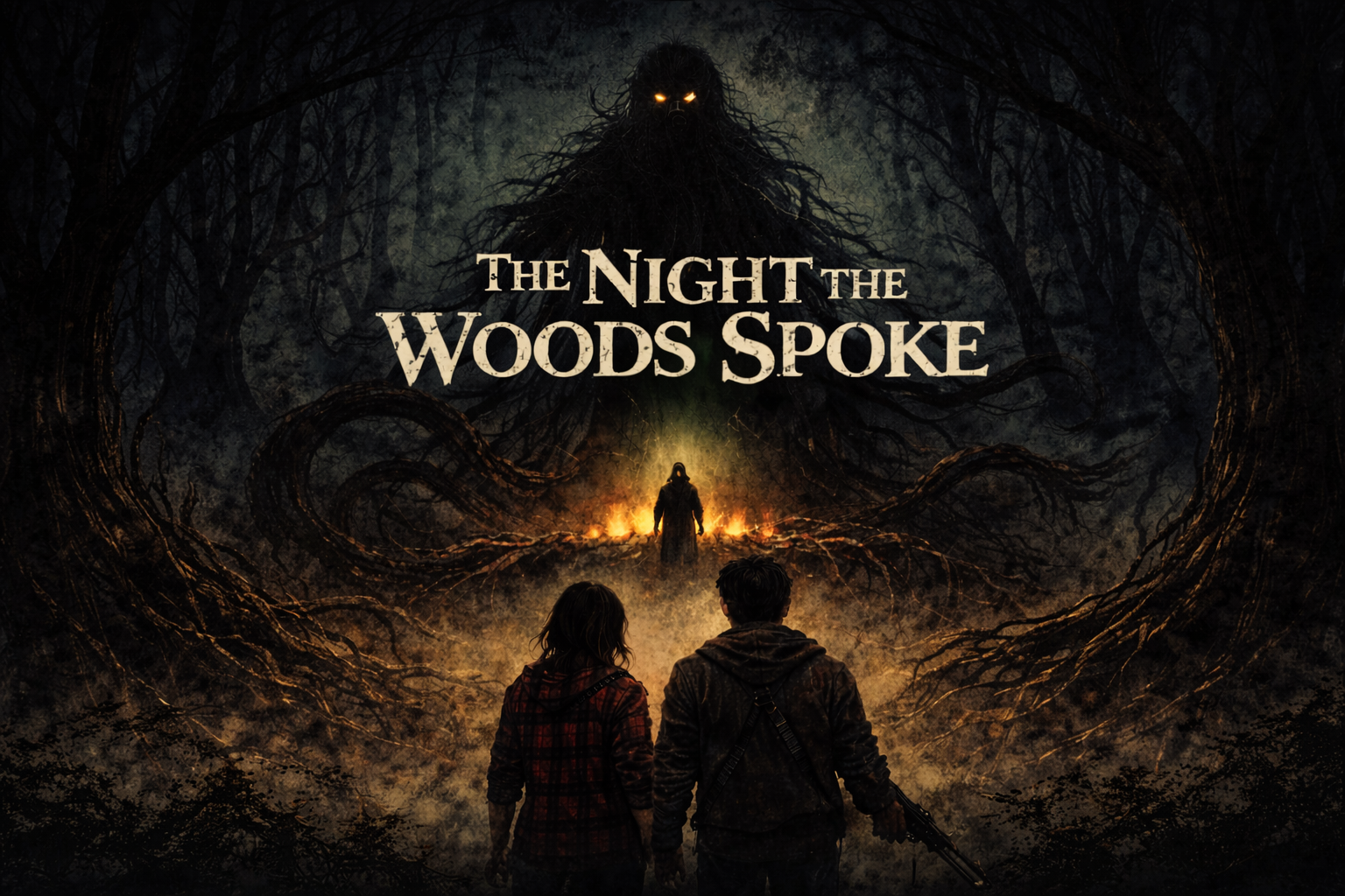 Cover art for The Night The Woods Spoke, an eldritch scenario on AI Dungeon