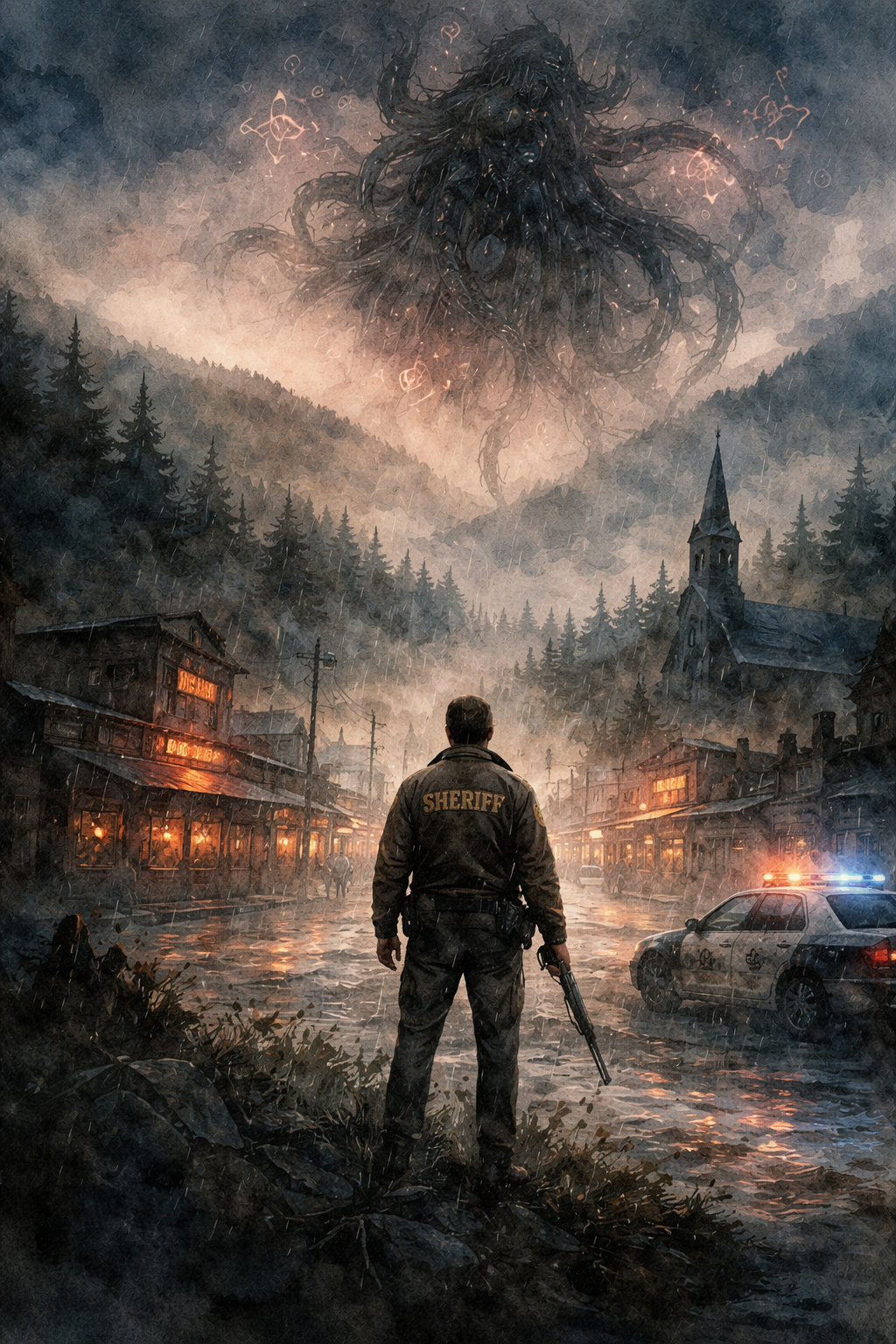 Cover art for đźŽNEW SHERIFF IN WRONG TOWN, an eldritch scenario on AI Dungeon