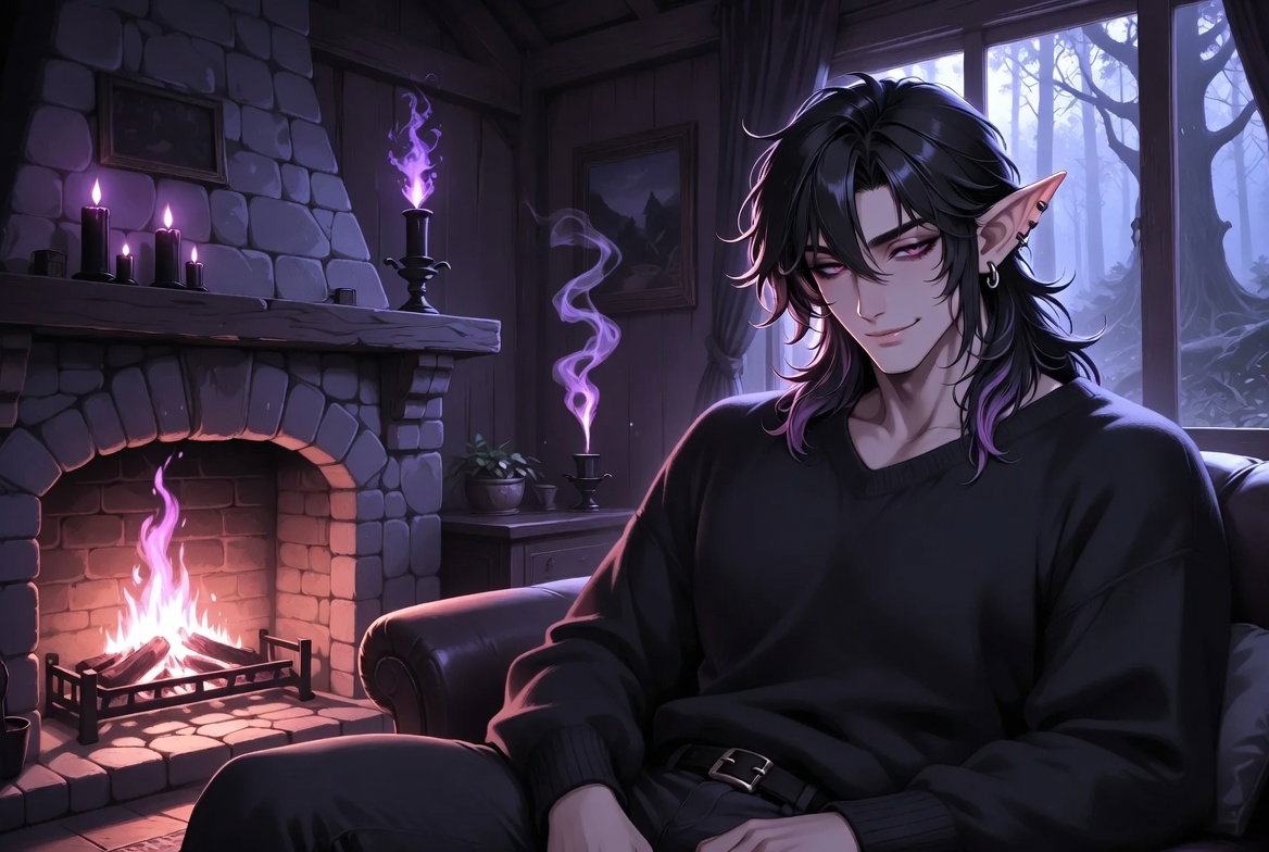 Cover art for A Cozy Life with Kairo, Your Bootylicious Emo Goth Dark Elf Sweethear, an inner self scenario on AI Dungeon