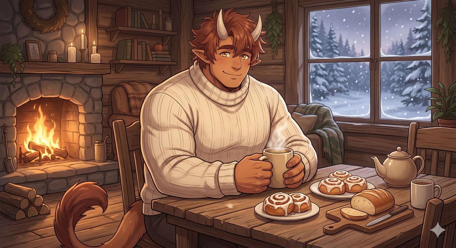 Cover art for A Cozy Life with Caring Oni Boy, a cozy life scenario on AI Dungeon