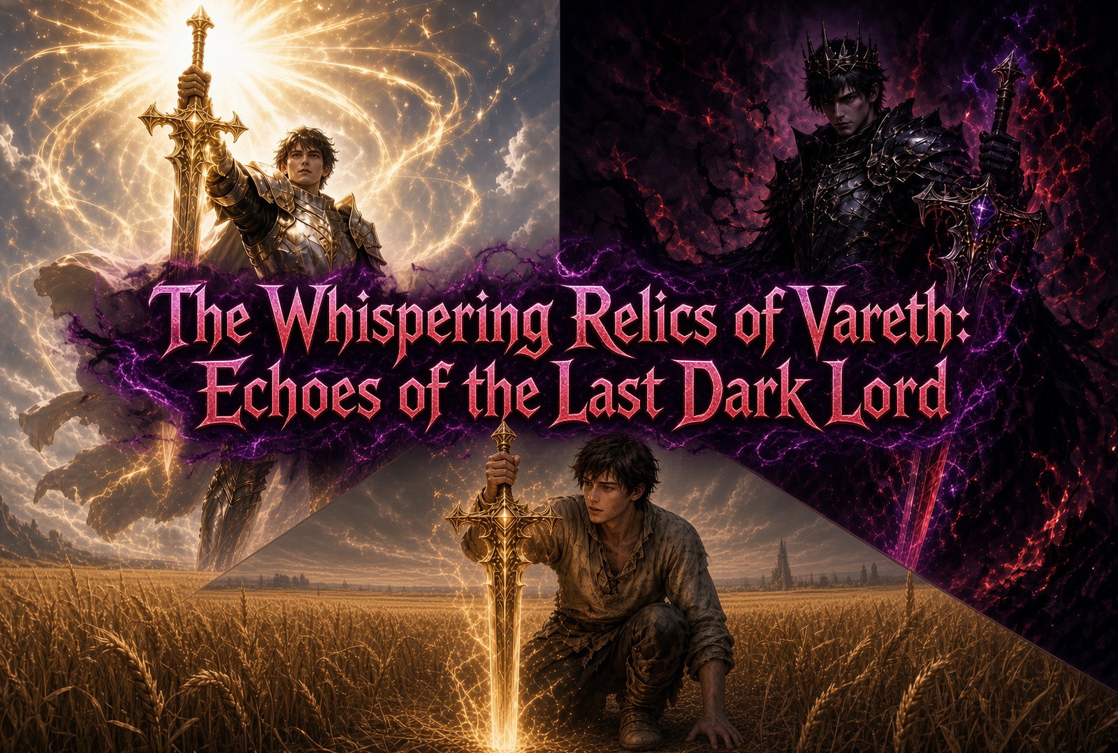 Cover art for The Whispering Relics of Vareth: Echoes of the Last Dark Lord, a fantasy world on Voyage