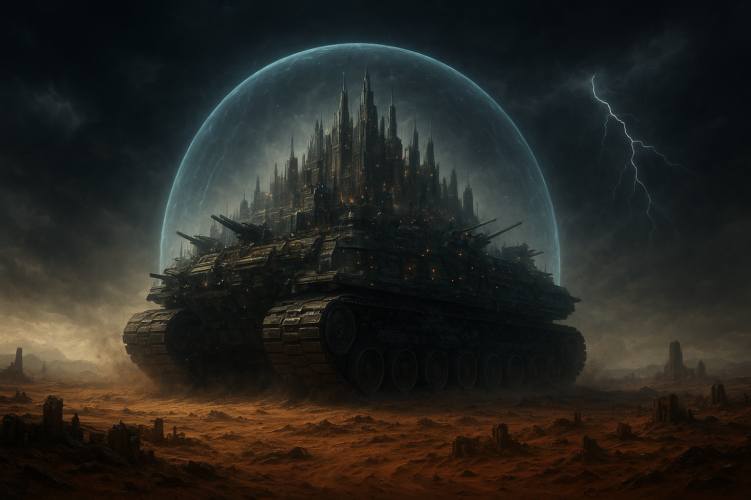 Cover art for Wandering City Mechs, a mech scenario on AI Dungeon