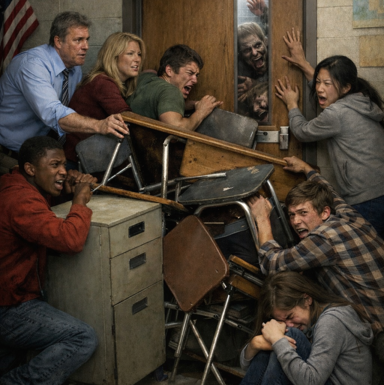Cover art for High School Lockdown , a zombie scenario on AI Dungeon