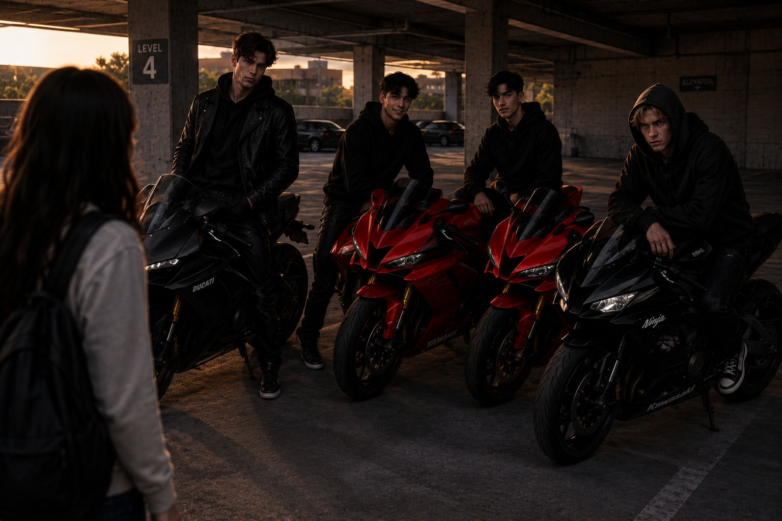 Cover art for The four horsemen of LA, a motorcycle scenario on AI Dungeon