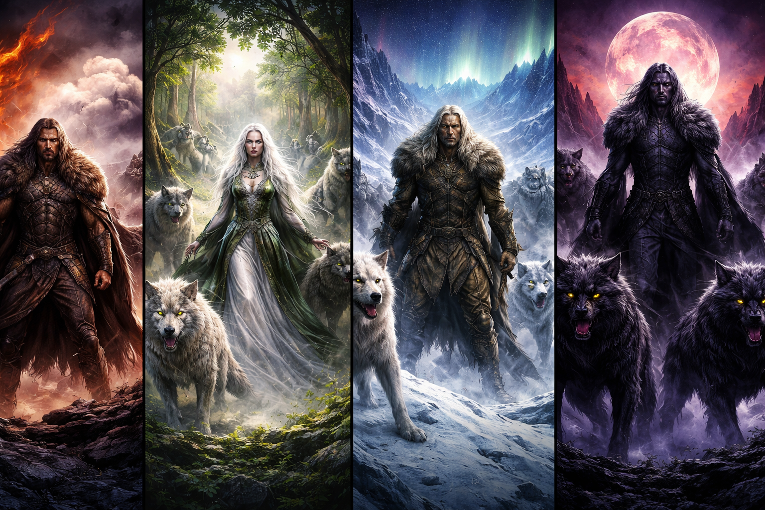 Cover art for The four wolf packs, a werewolf scenario on AI Dungeon