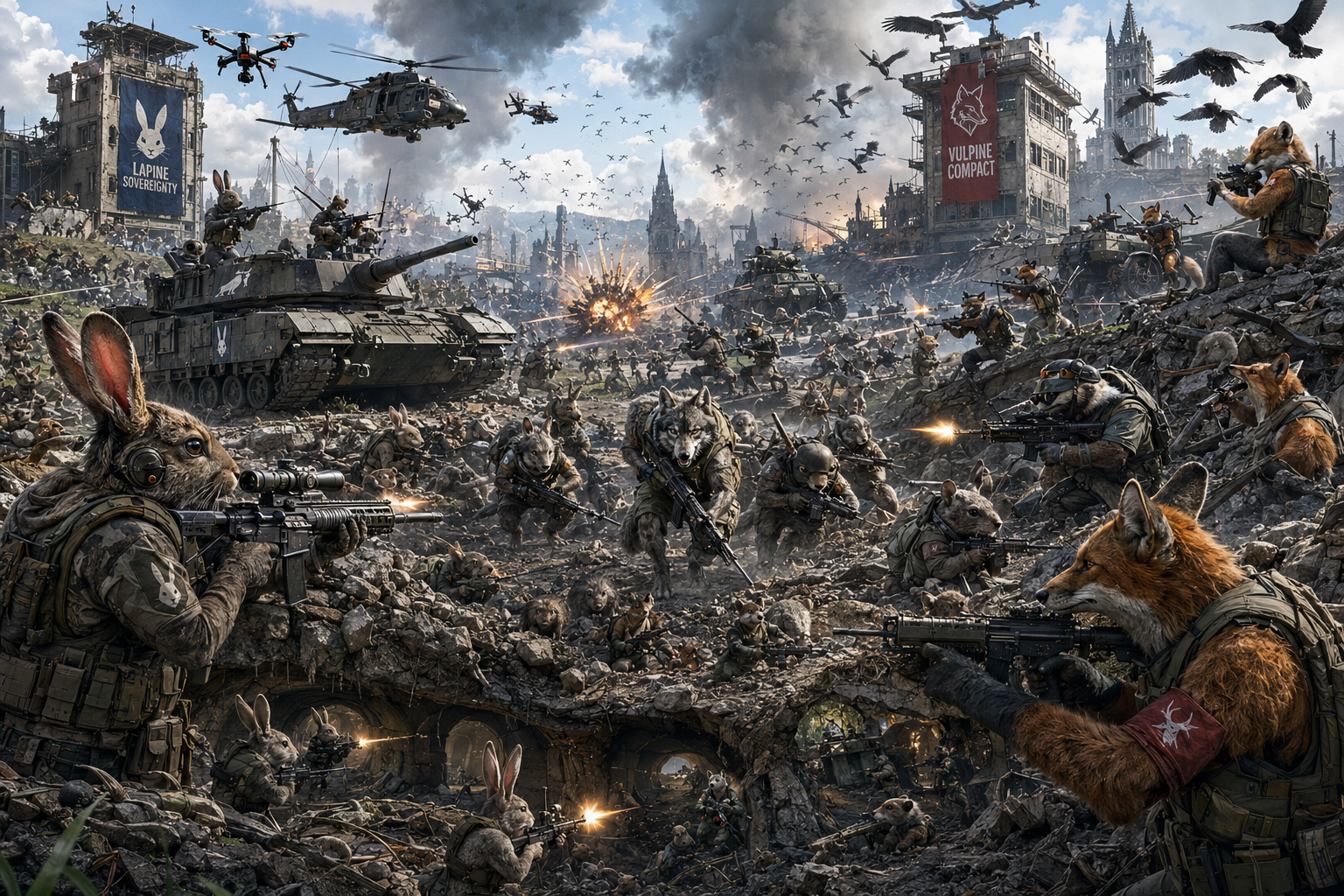 Cover art for The Warren War, a war scenario on AI Dungeon