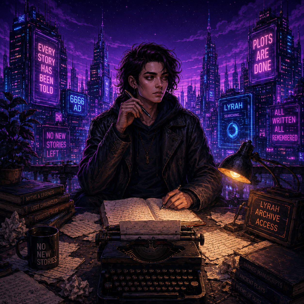 Cover art for Lone Writer, a 6666 scenario on AI Dungeon