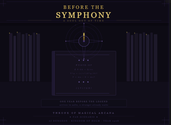 Cover art for Before the Symphony — A Soul Out of Time, a magic scenario on AI Dungeon