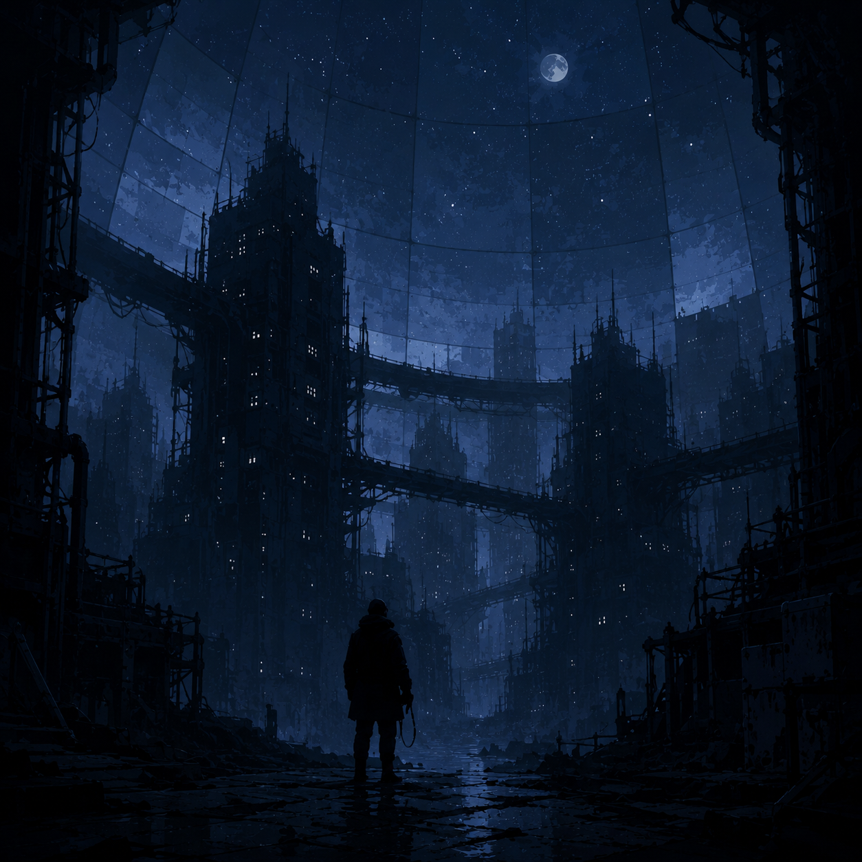 Cover art for The City That Forgot the Sun, a scifi scenario on AI Dungeon