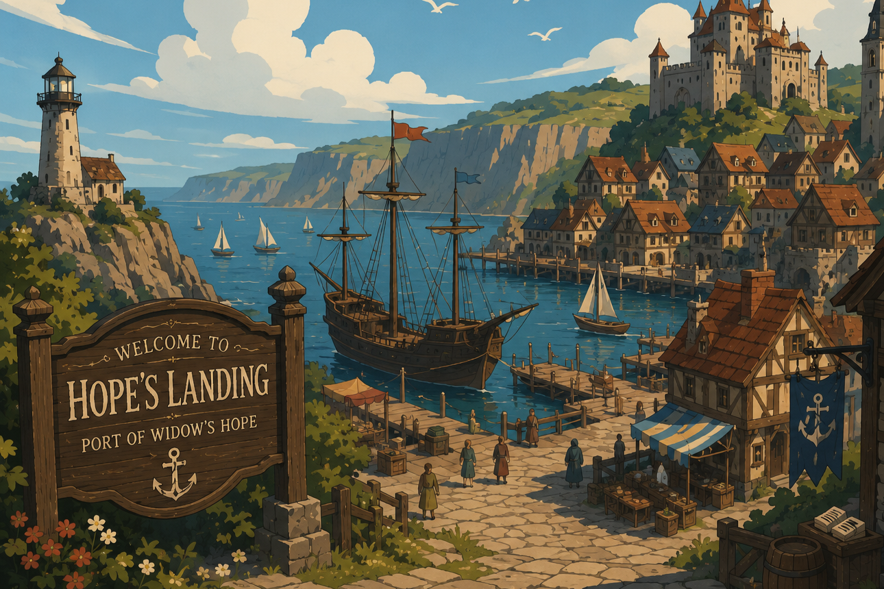 Cover art for Hope's Landing, a fantasy scenario on AI Dungeon