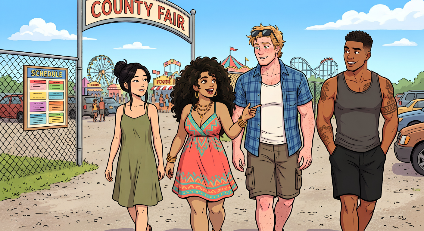 Cover art for Polycule at the Fair, a polycule scenario on AI Dungeon